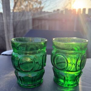 Vintage Wheaton emerald green bullseye tumblers